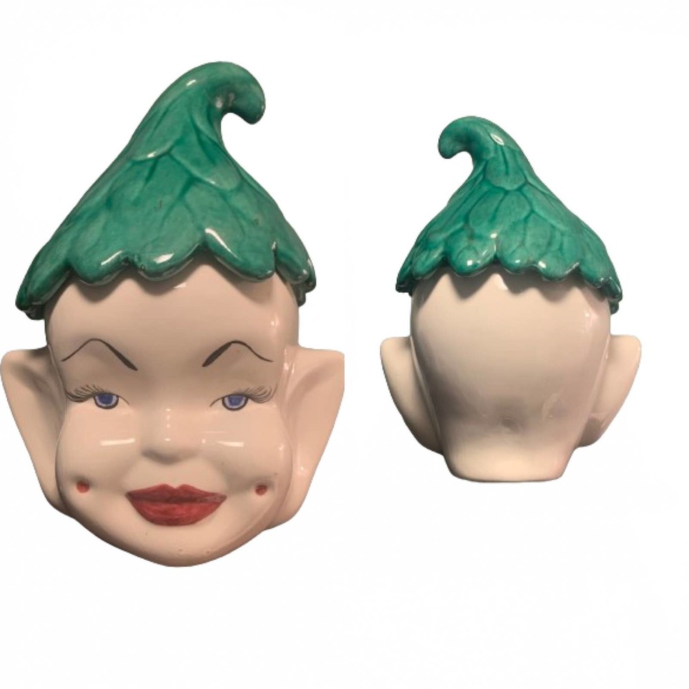 Ceramic Pixie Elf Cookie Jar // 1980s Handmade Vintage Home Storage